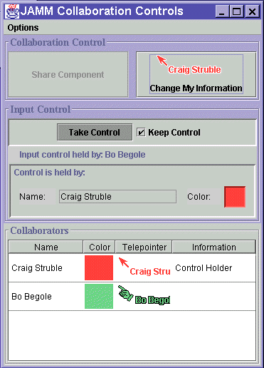 Figure 1b. Collaboration Control window.