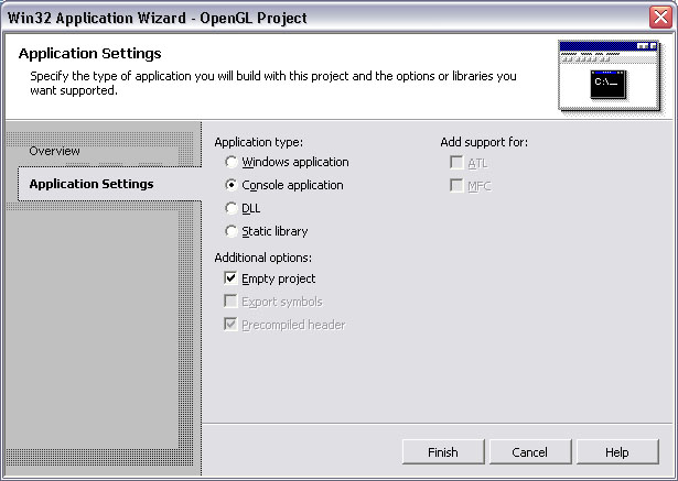 Create an empty Win32 Console Project