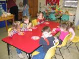 Snack time (at school) is great on Valentine's day.