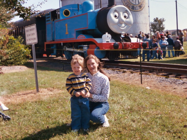 "Let's take a ride on Thomas, Mommy."